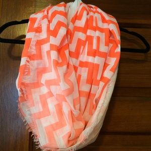 Infinity scarf, white and orange ombré